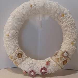 Elegant Lace Wreath with Floral Accents